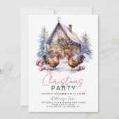 Invitation Fête de Noël à la ferme de poulet d'hiver (Devant)