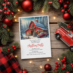 Invitation Fête de Noël à la ferme et au camion rouge