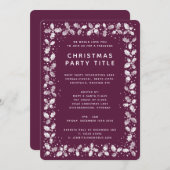 Invitation Fête de Noël à la frontière Holly de Winterberry (Devant / Derrière)