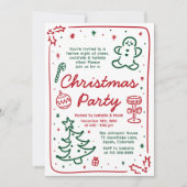 Invitation Fête de Noël à la main dessinée (Devant)