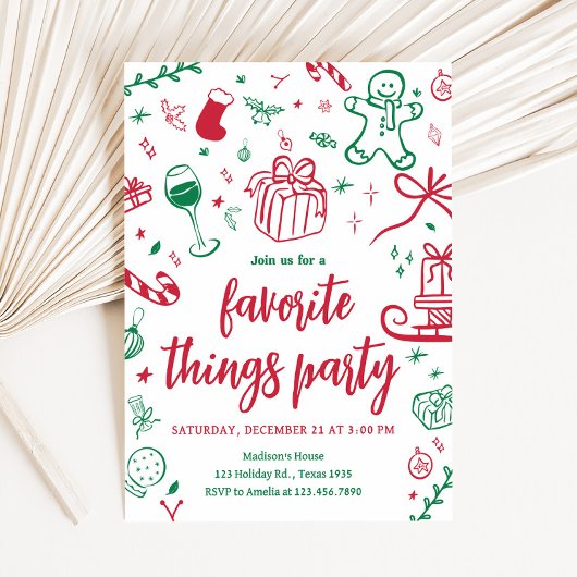 Invitation Fête de Noël à la main dessinée