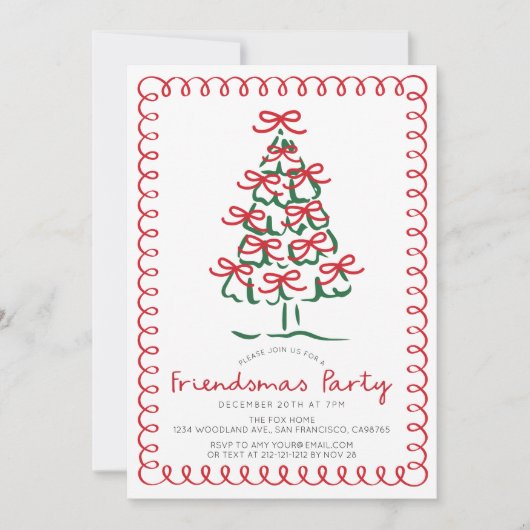 Invitation Fête de Noël à la main Friendsmas (Devant)