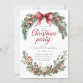 Invitation Fête de Noël à la verdure rustique (Devant)