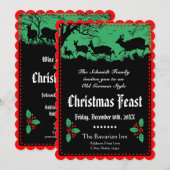Invitation Fête de Noël à l'ancienne allemande ou banquet (Devant / Derrière)