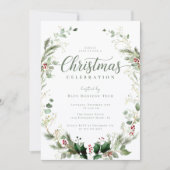 Invitation Fête de Noël à l'aquarelle botanique (Devant)