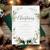 Invitation Fête de Noël à l'aquarelle botanique