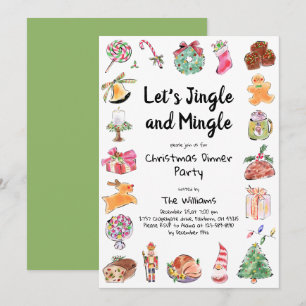 Invitation Fête de Noël à l'aquarelle dessinée à la main