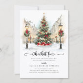 Invitation Fête de Noël à l'aquarelle festive (Devant)