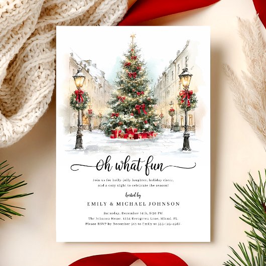 Invitation Fête de Noël à l'aquarelle festive