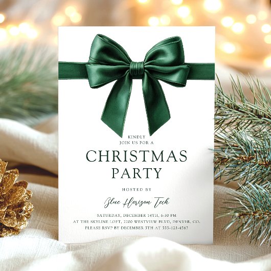 Invitation Fête de Noël à l'aquarelle verte