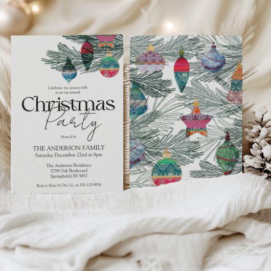 Invitation Fête de Noël à l'aquarelle vintage