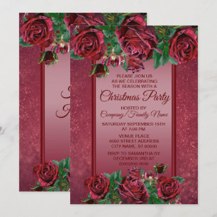 Invitation Fête de Noël à l'élégante couleur rose