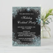 Invitation Fête de Noël à motif flocon de neige bleu sarcelle (Debout devant)