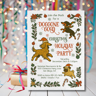 Invitation Fête de Noël à thème chien