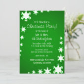 Invitation Fête de Noël à thème vert et blanc (Debout devant)