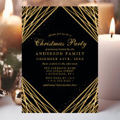Invitation Fête de Noël Abstraite géométrique noire et or
