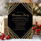 Invitation Fête de Noël Abstraite géométrique noire et or