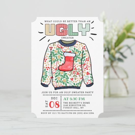 Invitation Fête de Noël affreuse (Debout devant)