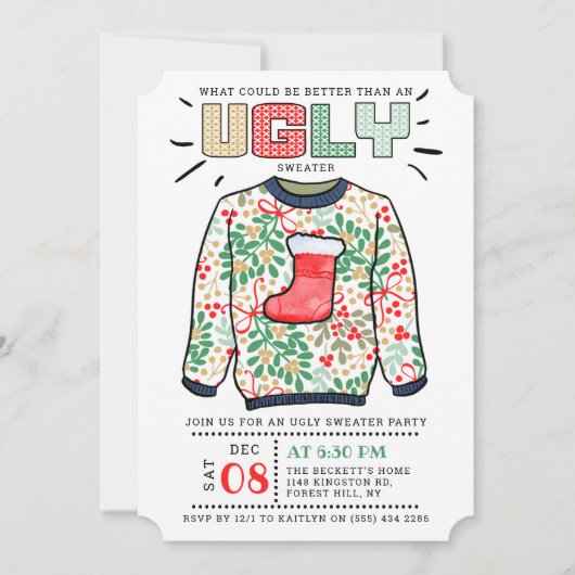 Invitation Fête de Noël affreuse (Devant)