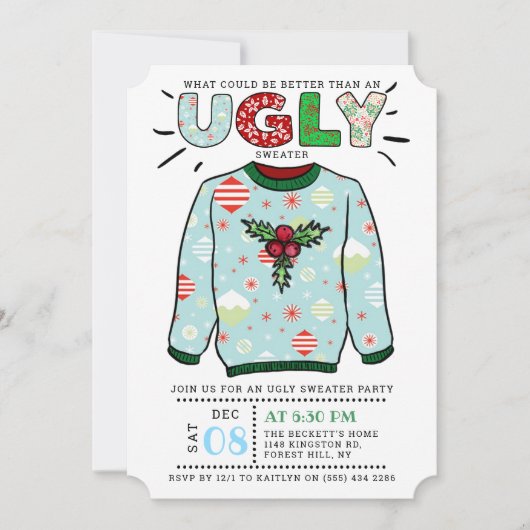 Invitation Fête de Noël affreuse (Devant)