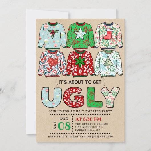 Invitation Fête de Noël affreuse (Devant)