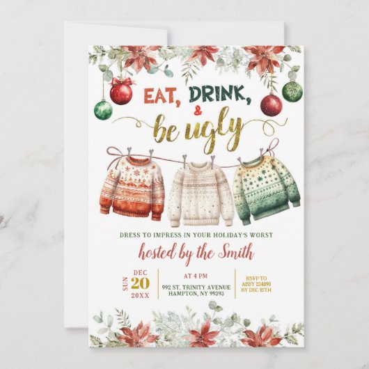 Invitation Fête de Noël affreuse (Devant)