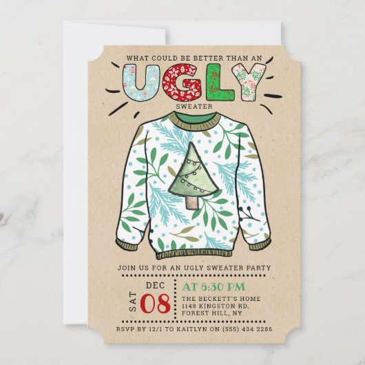 Invitation Fête de Noël affreuse (Devant)