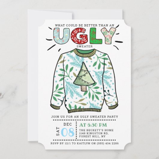 Invitation Fête de Noël affreuse (Devant)