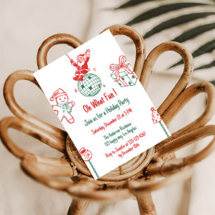 Invitation Fête de Noël amusante avec le Père Noël et pain d'