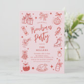 Invitation Fête de Noël Amusante Friendsmas Doodle (Debout devant)