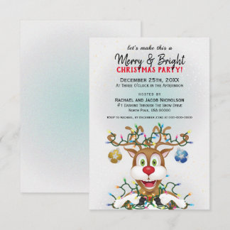 Invitation Fête de Noël amusante Reindeer