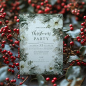 Invitation Fête de Noël Anémonique Rustique Blanc