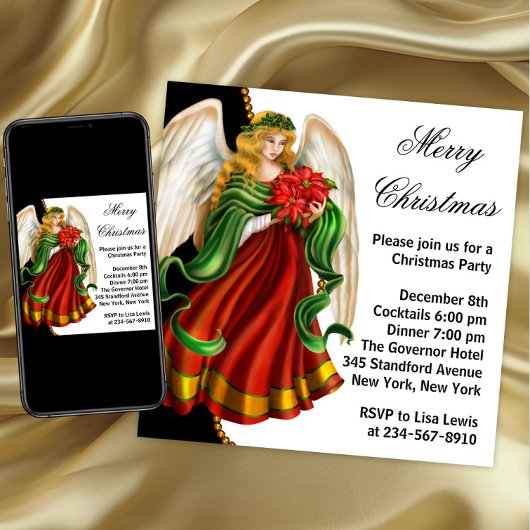 Invitation Fête de Noël Ange de Noël