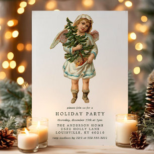 Invitation Fête de Noël angélique victorienne vintage