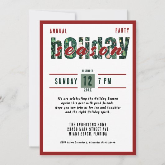 Invitation Fête de Noël annuelle (Devant)