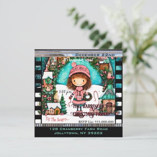 Invitation Fête de Noël annuelle de rêve pour enfants (Debout devant)