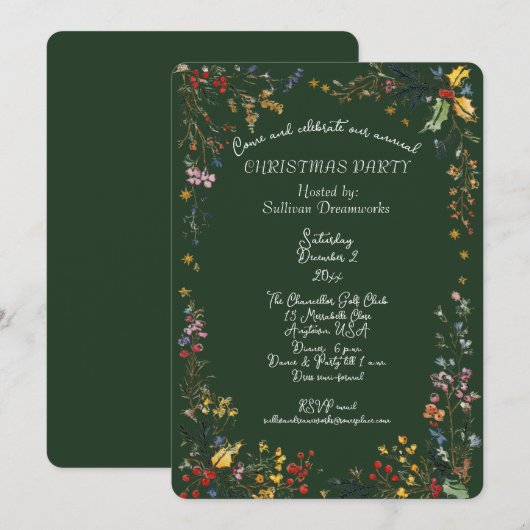 Invitation Fête de Noël annuelle d'entreprise (Devant / Derrière)