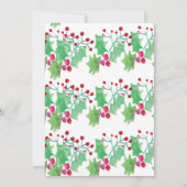 Invitation Fête de Noël Aquarelle Berry Peint main (Dos)