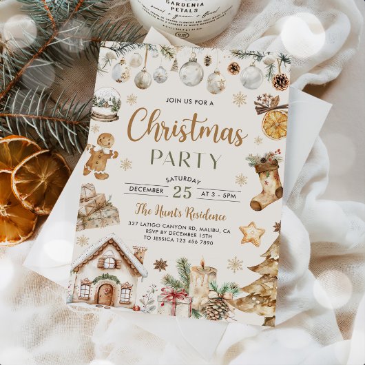 Invitation Fête de Noël aquarelle festive