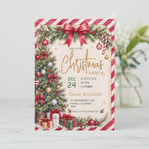 Invitation Fête de Noël aquarelle festive vintage