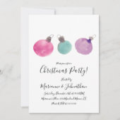Invitation Fête de Noël Aquarelle Ornements main peint (Devant)