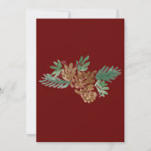 Invitation Fête de Noël Aquarelle Pinecones Vert Art (Dos)