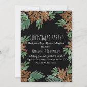 Invitation Fête de Noël Aquarelle Pinecones Vert Art (Devant)