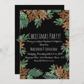 Invitation Fête de Noël Aquarelle Pinecones Vert Art (Devant / Derrière)