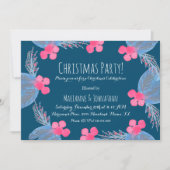 Invitation Fête de Noël aquarelle Pionsettias Berry Blue (Devant)