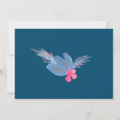 Invitation Fête de Noël aquarelle Pionsettias Berry Blue (Dos)