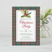 Invitation Fête de Noël | Aquarelle Plaid Holly (Debout devant)