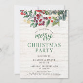 Invitation Fête de Noël aquarelle rustique (Devant)