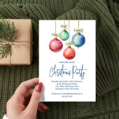 Invitation Fête de Noël Aquarelle simple Ornements