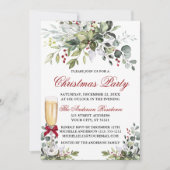 Invitation Fête de Noël Aquarelle Verdure Berries Verre (Devant)